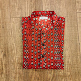 Red block 'dumru' print kurta