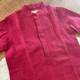 Pink handloom kurta with pintuck detailing and white salwar( 2 piece set)