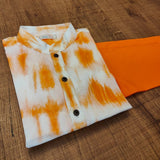 Orange white hand dyed shibori kurta