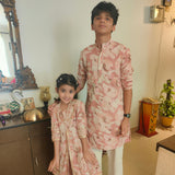 Dusty pink floral foil print kurta