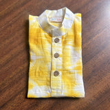 Yellow and white hand dyed shibori kurta