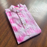 Baby pink and white hand dyed shibori kurta