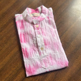 Baby pink and white hand dyed shibori kurta