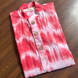 Red and white hand dyed shibori kurta