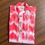 Red and white hand dyed shibori kurta