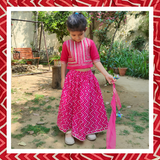 Pink Zig Zag Lehenga with Gota Patti Blouse