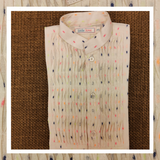 Off white pintuck kurta with multicolor booti