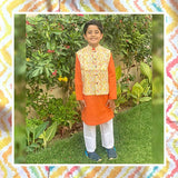 Orange Kurta + Jacket option 2