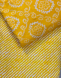 Yellow Leheria Kurta with Nehru Collar